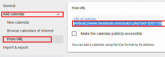 Importe eventos do Facebook para o Google Agenda