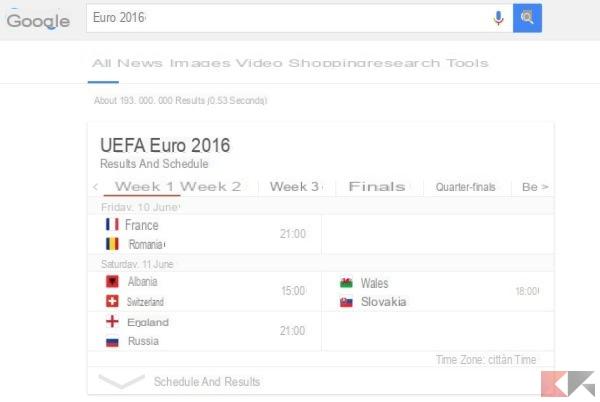 Euro 2016: todas as partidas no Google Now