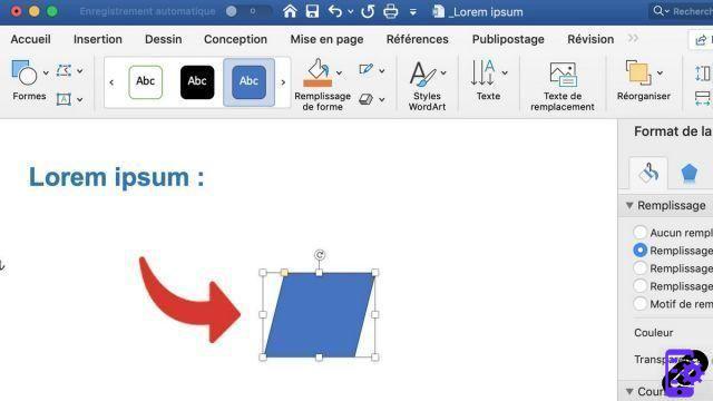 How to insert a geometric shape in Word?