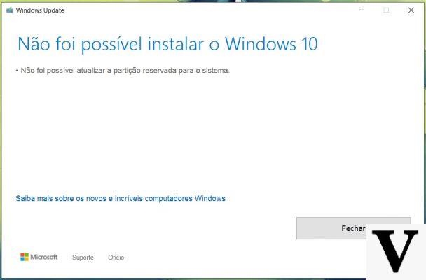 Solution : installez Windows 10, impossible de mettre à jour la partition réservée au système