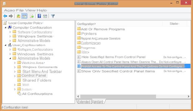 Como bloquear o painel de controle no Windows