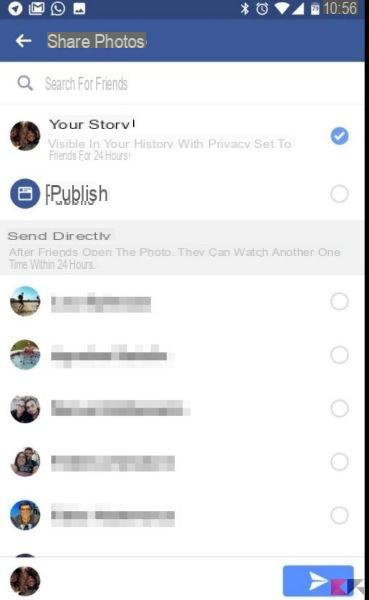 Come inviare foto e video diretti in Facebook