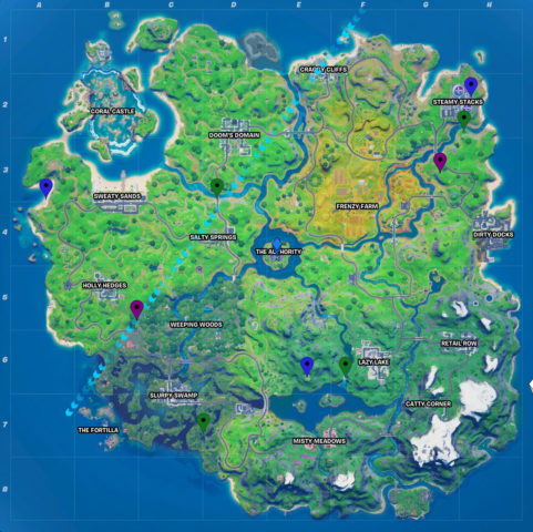 All Fortnite Chapter 2 Season 4 Week 1 XP Coin Slots - Green, Blue, Purple