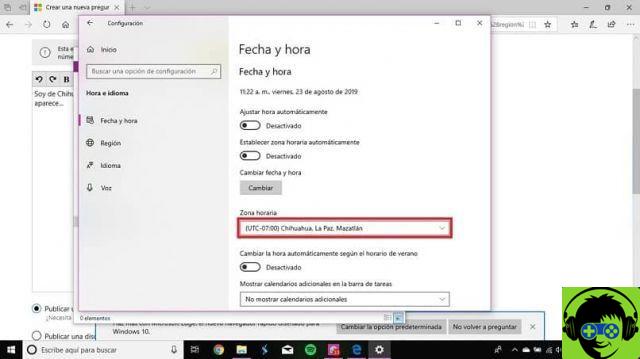 How can I correctly change the time zone on my Windows 10 PC?
