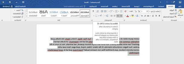 Come allineare un testo con Word