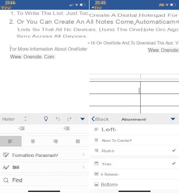 Come allineare un testo con Word