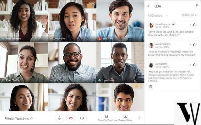 Google Meet com pesquisas e perguntas e respostas de 8 de outubro