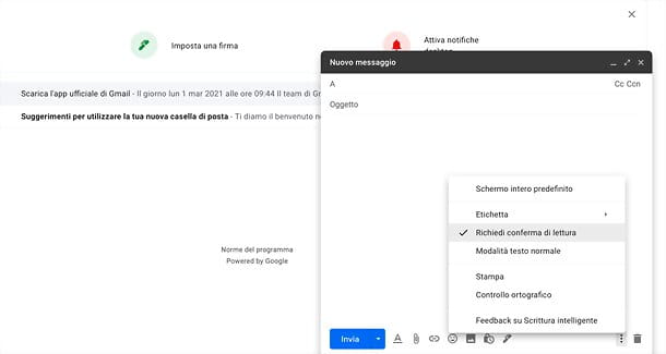 How to put the read receipt on Gmail