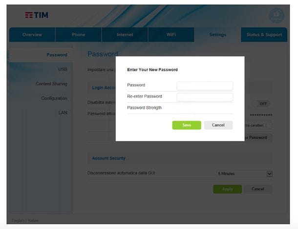 How to enter the TIM modem