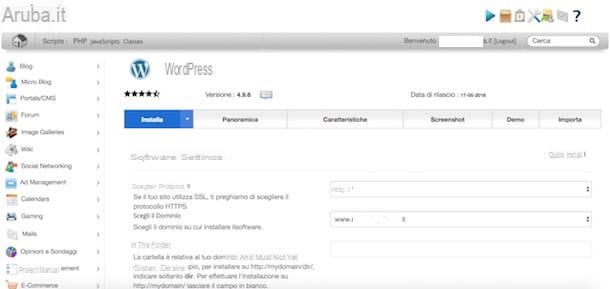 How to install WordPress on Aruba