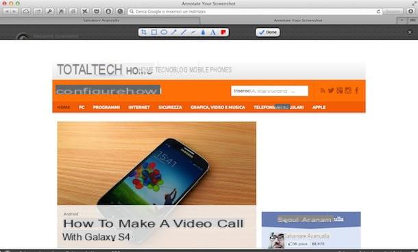 Come fotografare una pagina Web con Mac