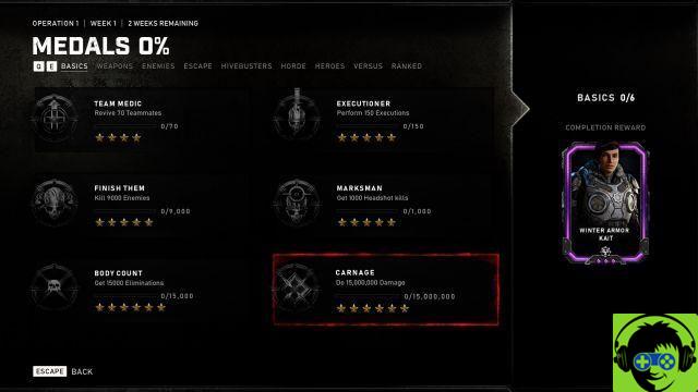 Gears 5: medallas y premios de la Operación 1