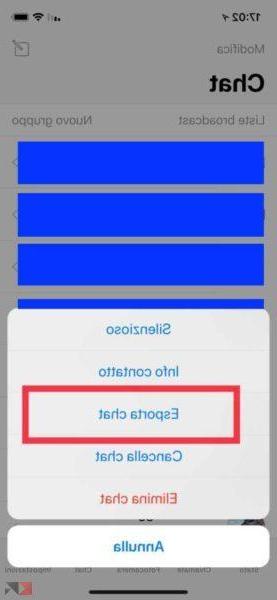 Come esportare chat di WhatsApp