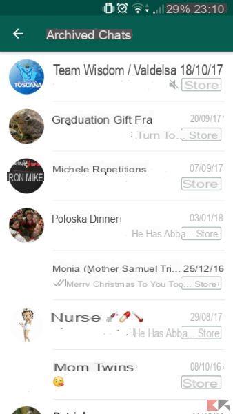 Come vedere le chat archiviate WhatsApp