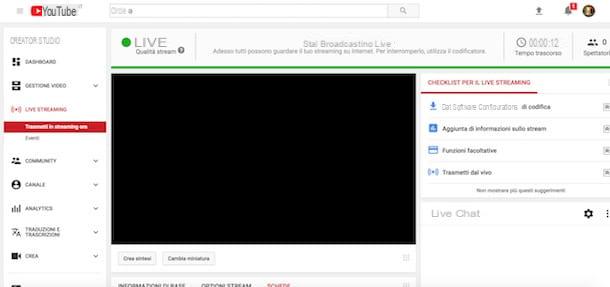 Come fare live su YouTube
