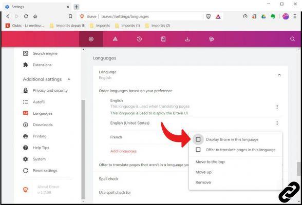 ¿Cómo pasar Brave en francés?