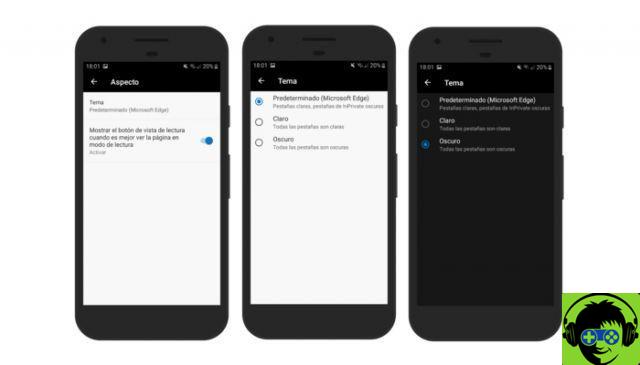 Microsoft Edge for Android: how to activate the dark theme