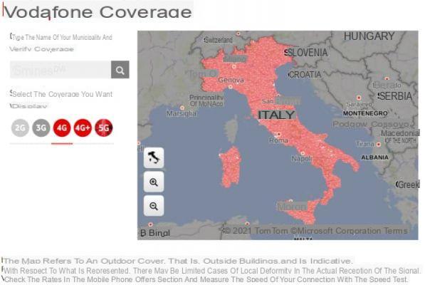 How to check Vodafone coverage of the mobile, fiber and ADSL network