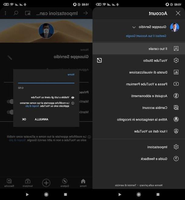 Come cambiare nome su YouTube