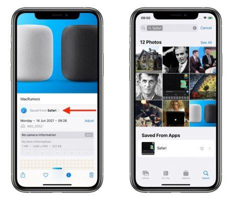 Les photos dans iOS 15 vous indiquent à partir de quelle application les images ont été enregistrées