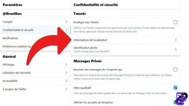 How to activate and deactivate geolocation on Twitter?