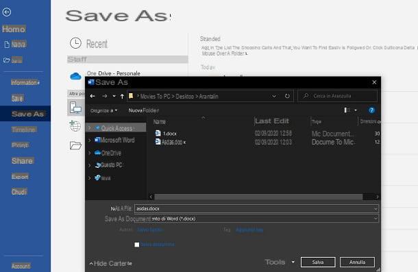 Come salvare un documento Word