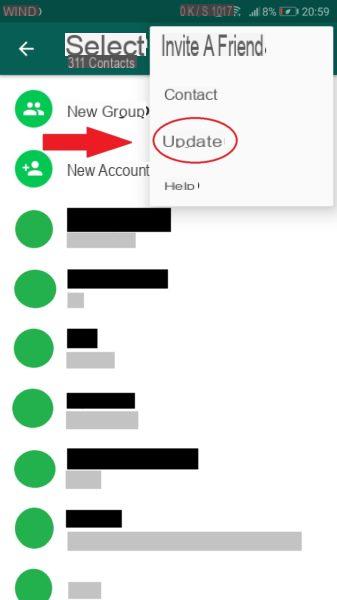 Como atualizar os contatos do WhatsApp