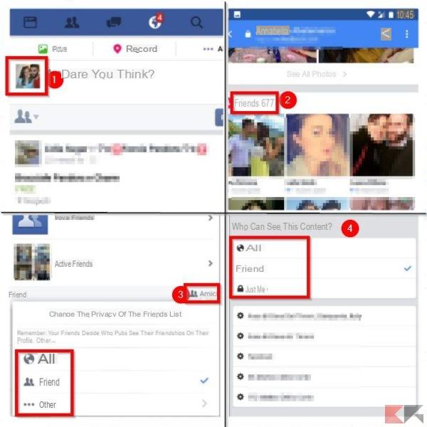 Ocultar la lista de amigos de Facebook