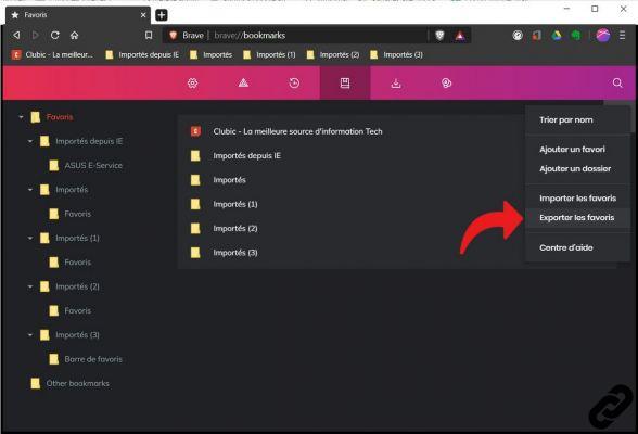 Como importar e exportar favoritos no Brave?