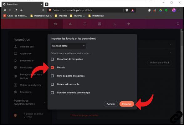 How to import and export favorites on Brave?