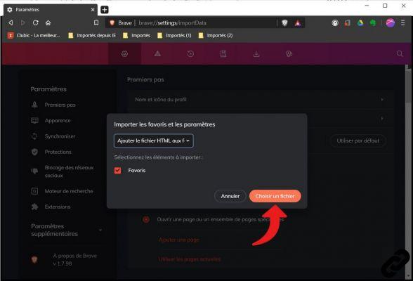 How to import and export favorites on Brave?