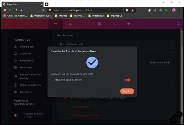 Como importar e exportar favoritos no Brave?