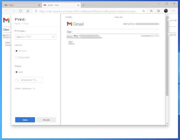 Come salvare una mail in PDF