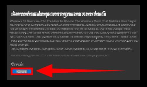 Modo S como sair disso, cancelá-lo com o Windows 10?