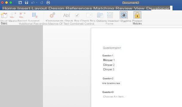 Comment faire un questionnaire avec Word