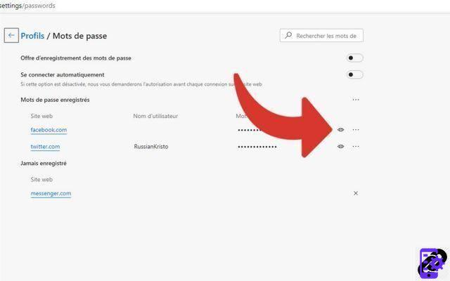 Como posso ver as senhas salvas no Edge?