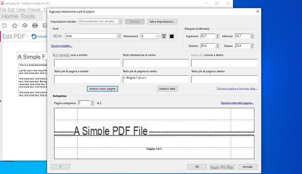 Come numerare le pagine in PDF