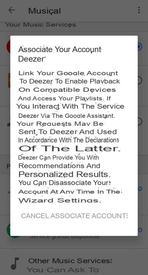 Agregar una cuenta de Deezer en un altavoz de Google Home