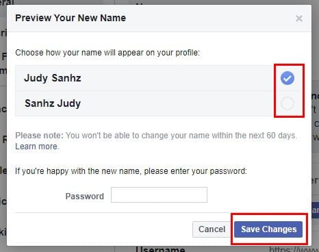 Facebook: how to change your name