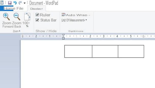 Como fazer uma tabela no WordPad