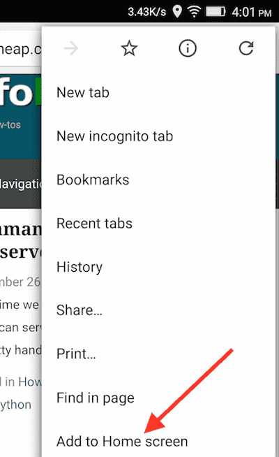 How to add a web page to the mobile home screen