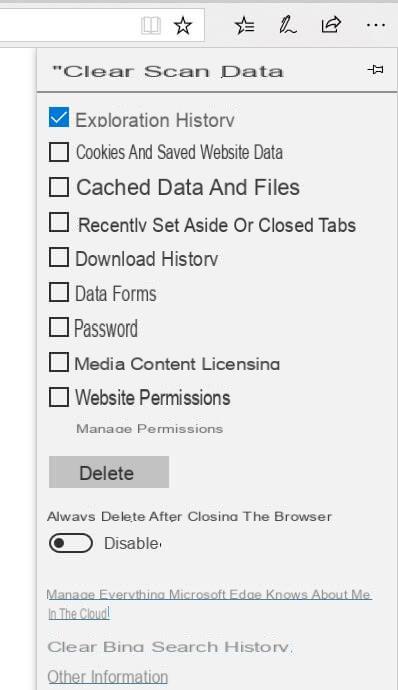 How to delete the history of visited sites with a few clicks