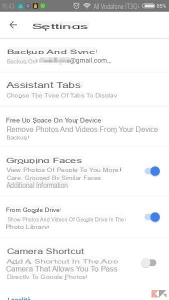 How to activate facial recognition in Google Photos