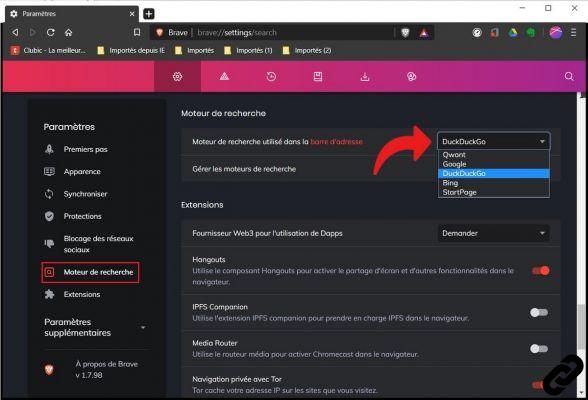 How to change the search engine on Brave?