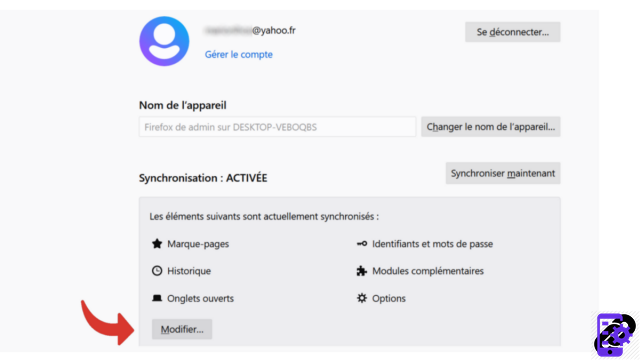 How to activate or deactivate the synchronization of my account on Mozilla Firefox?