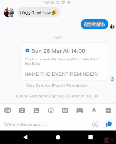 Set up reminders in Facebook Messenger