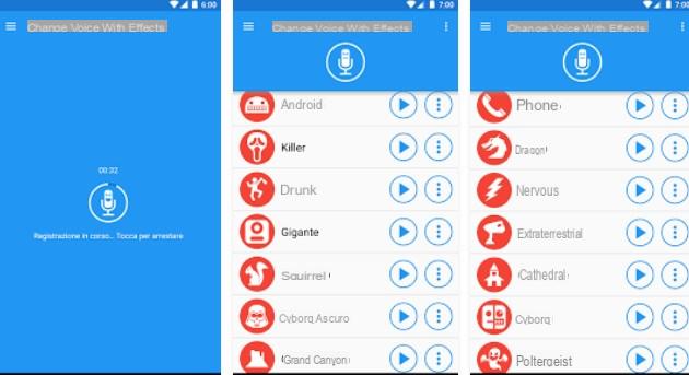 Aplicación de cambiador de voz con efectos en Android e iOS