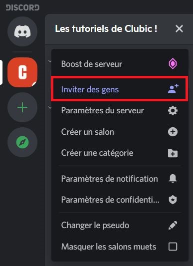 Como convido usuários para um servidor Discord?