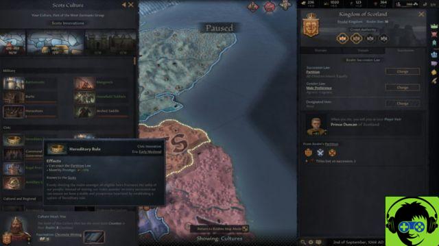 Como funcionam as leis de herança em Crusader Kings 3?