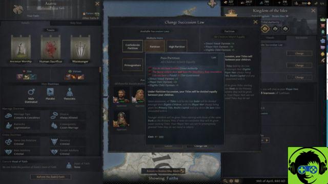 Come funzionano le leggi sull'eredità in Crusader Kings 3?